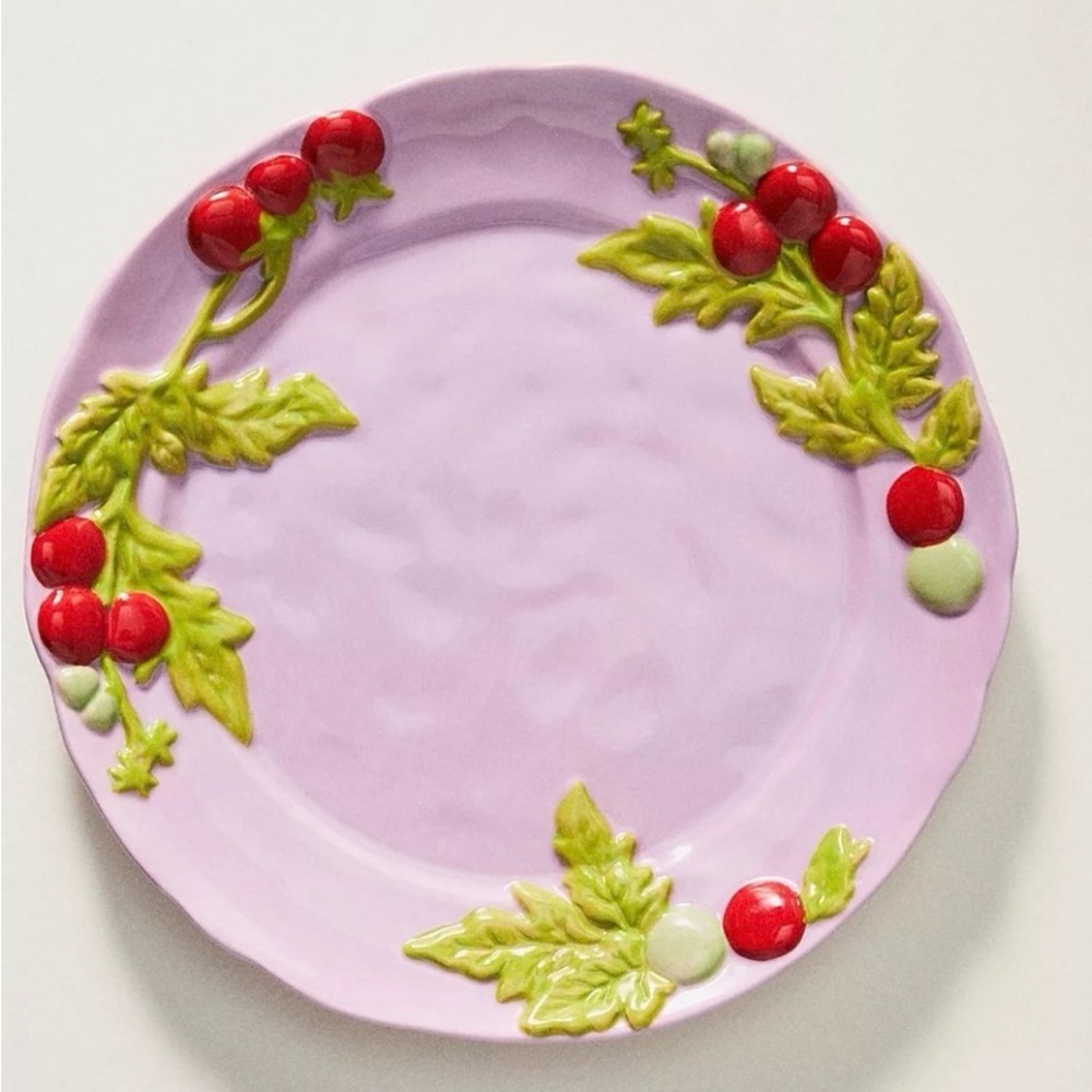Anthropologie Foster Icon Stoneware Dessert Plate with a Garden Tomato pattern
